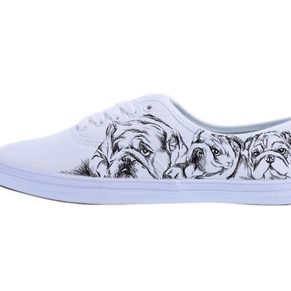 English Bulldog Shoes | Custom Ladies Shoes | Bulldog Print | Gift for Dog Person