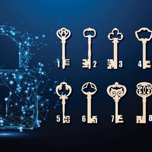 Keys Ancient Wood Cutout Set Raw Shapes Sign 1/5&quot; thick