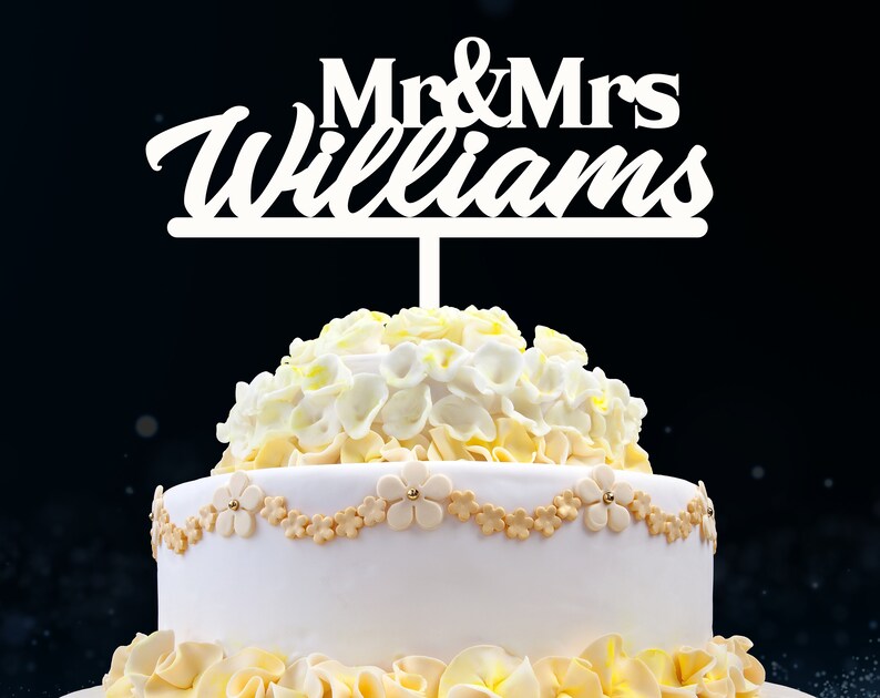 Custom Wedding Cake Name Topper Acrylic Wood Cutout Sign Etsy