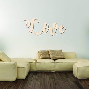 Love Word Text Cutout Raw Wood Shapes Sign 1/5&quot; thick