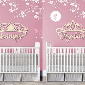Wood Tiara Name Custom Cutout Princess Girl Unpainted Script Raw Shape Sign Baby Shower Personalized Gift Wall Art Decor 1/5" thick