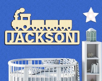 Wood Train Name Cutout Locomotive Custom Carriage Railway Car Truck Boy Unpainted Raw Shape Sign Baby Shower  1/5 thick
