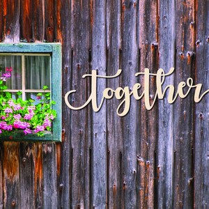 Together Word Text Cutout Raw Wood Shapes Sign 1/5&quot; thick