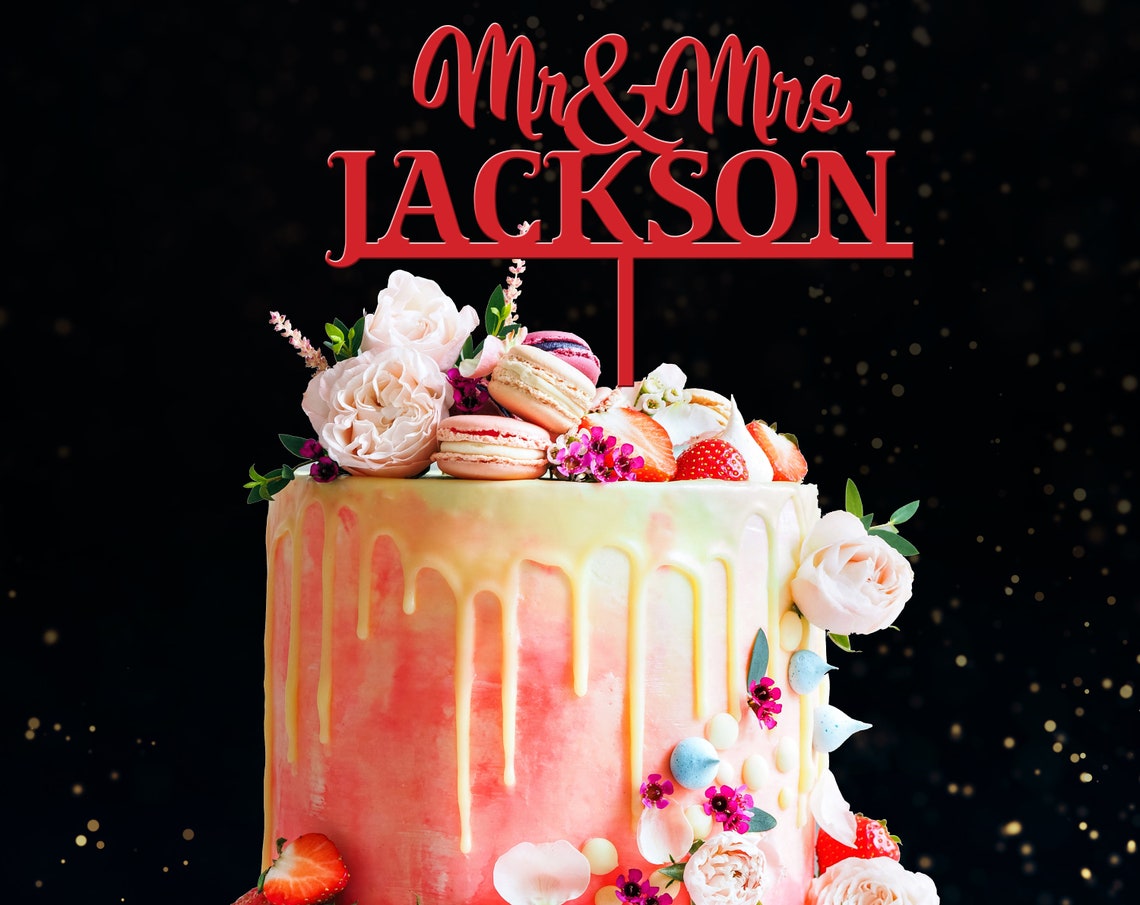 Custom Wedding Cake Topper Acrylic Wood Cutout Sign Etsy