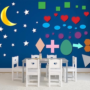 Sticker Decal Sign Moon Stars Sun Geometric Vinyl Gift DIY Wall Decoration