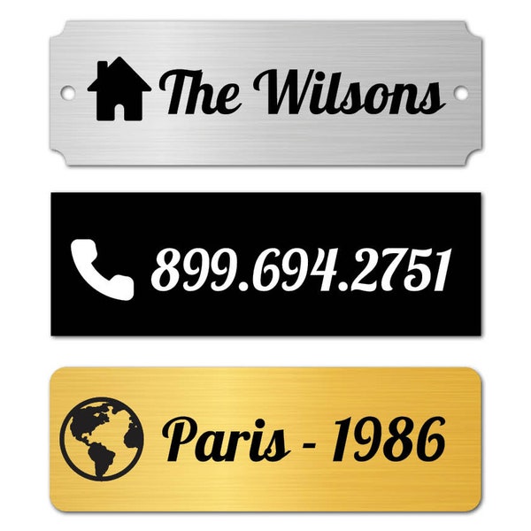 Custom Engraved Plate Plaque Name Office Trophy Memorial Urn Business Desk Door Wall Mailbox Sign Tag aluminum 3" x 1"