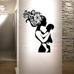 In-Style Decals Wall Vinyl Decal Decor Art Sticker Beautiful Mother and Baby Woman Nursery Kids Room  Bedroom Removable Mural Design 165
