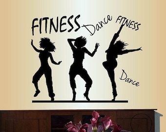 In-Style Decals Wall Vinyl Decal Art Sticker Fitness Dance Words Dancing Girls Women Dancers Sports Lettering Dancing Gym Mural Design 2002