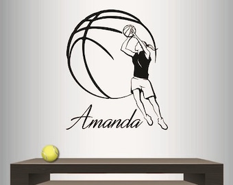 In-Style Decals Wall Vinyl Decal Home Decor Art Sticker Basketball Player Girl Woman Custom Name Sports Kids Room Removable Mural Design 67