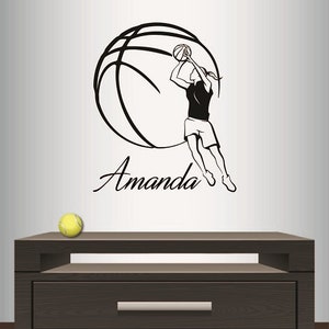 In-Style Decals Wall Vinyl Decal Home Decor Art Sticker Basketball Player Girl Woman Custom Name Sports Kids Room Removable Mural Design 67