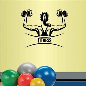 Naklejki w stylu In-Style Naklejka winylowa na ścianę Dekoracja domu Naklejka artystyczna Znak fitness Dziewczyna Ćwiczenie z hantlami Siłownia Podnoszenie ciężarów Zdejmowany projekt 1514