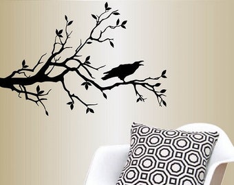 In-Style Stickers Wall Vinyl Decal Home Decor Art Sticker Bird on Tree Branch Nature Amovible Élégant Mural Design Unique pour N'importe Quelle Pièce 115