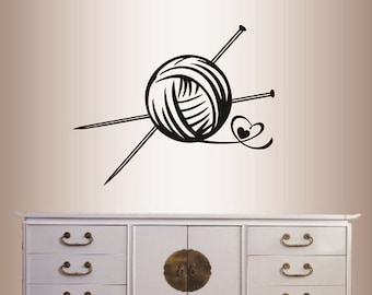 In-Style Decals Wall Vinyl Decal Art Sticker Yarn Ball Knitting Knit Hobby Girl Woman Room Mural Design 93