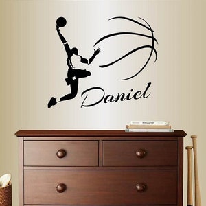 In-Style Decals Wall Vinyl Decal Home Decor Art Sticker Basketball Player Customized Name Boy Guy Sports Kids Room Removable Mural Design 73