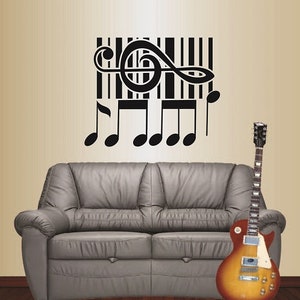 In-Style Aufkleber Wand Vinyl Aufkleber Kunst Aufkleber Musik Notenschlüssel und Noten Musiker Musikzimmer Shop Abnehmbare Wandbild Einzigartiges Design 319