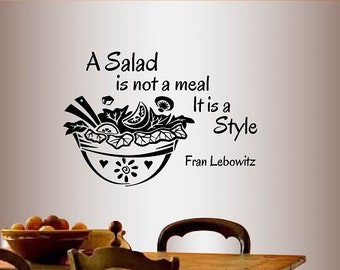 Naklejki w stylu In-Style Naklejka winylowa na ścianę Dekoracja domu Naklejka artystyczna Sałatka to nie posiłek, to styl Cytat Kuchnia Restauracja Kawiarnia Zdejmowany projekt 182