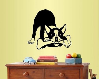 In-Style Decals Wall Vinyl Decal Home Decor Art Sticker Cute Dog Boston Terrier Nursery Pet Shop Grooming Salon Removable Mural Design 305