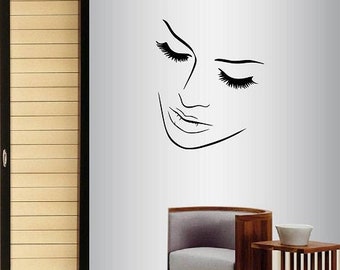 In-Style Decals Wall Vinyl Decal Home Decor Art Sticker Beautiful Girl Woman Face Fashion Style Lashes Eyes Beauty Spa Salon Design 613