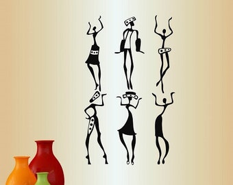 In-Style Decals Wall Vinyl Decal Home Decor Art Sticker Dancing African Women People Tribal African Style  Removable Mural Design 186