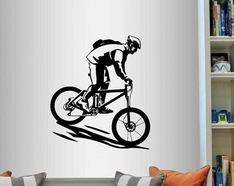 In-Style Decals Wall Vinyl Decal Home Decor Art Sticker Mountain Biking Extreme Sports Bicycle Bike Man Any Room Removable Mural Design 335