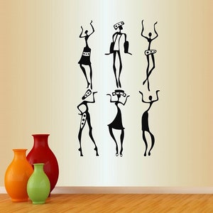 In-Style Decals Wall Vinyl Decal Home Decor Art Sticker Dancing African Women People Tribal African Style  Removable Mural Design 186
