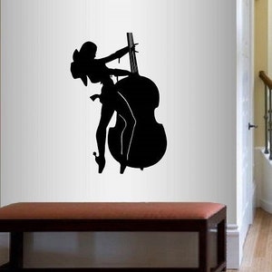 In-Style Decals Wand Vinyl Aufkleber Wohnkultur Kunst Aufkleber Sexy Mädchen Frau Cowgirl Spielen Kontrabass Musik Musiker Wandbild 363