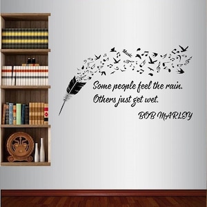 In-Style Decals Wall Vinyl Decal Art Sticker Some People Feel The Rain Quote Feather Reggae Music Teen Room Removable Mural Design 752