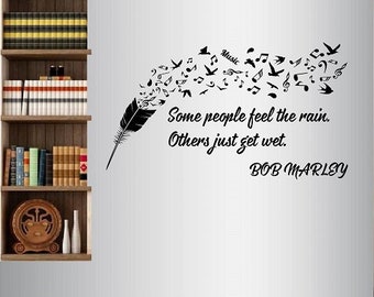 In-Style Decals Wall Vinyl Decal Art Sticker People Feel Rain Quote Feather Music Teen Room Removable Mural Design 752