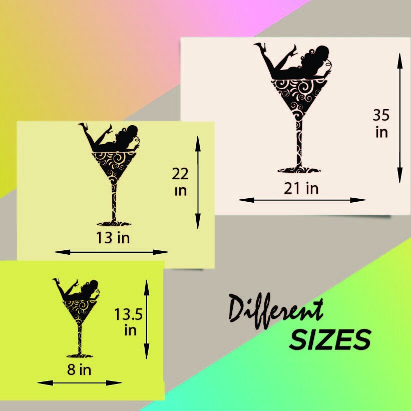 In-style Decals Wall Vinyl Decal Home Decor Art Sticker Girl in Martini ...