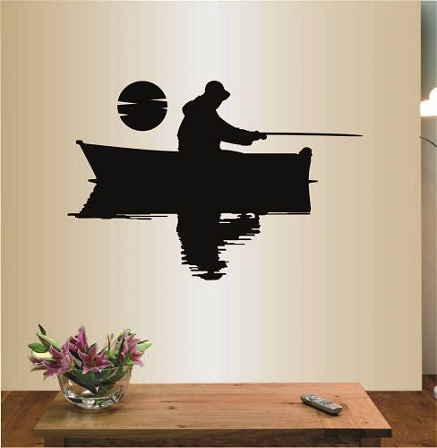 Boat Fishing Smashed Wall Decal Graphic Sticker Home Decor Art Mural J71