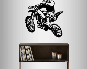 Calcomanías de vinilo para pared con estilo, decoración del hogar, arte, motocross, motociclista, deportes extremos, extraíble, elegante, diseño mural 43