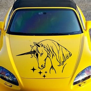 In-Style Decals Vehicle Auto Car Décor Vinyl Decal Art Sticker Unicorn Horse Horn Head Animal Removable Stylish Unique Design for Hood 1018