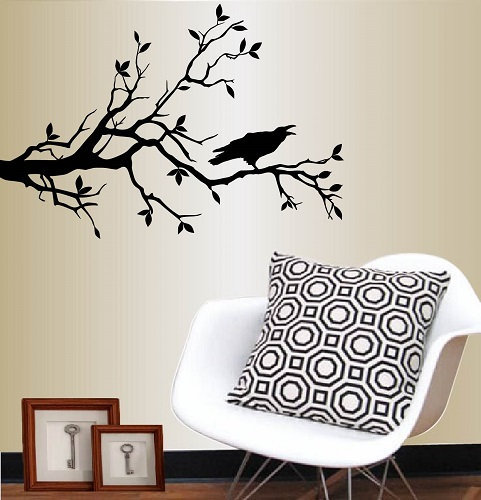 In-Style Decals Wall Vinyl Decal Home Decor Art Sticker Bird on Tree Branch Nature Removable Stylish Mural Unique Design for Any Room 115