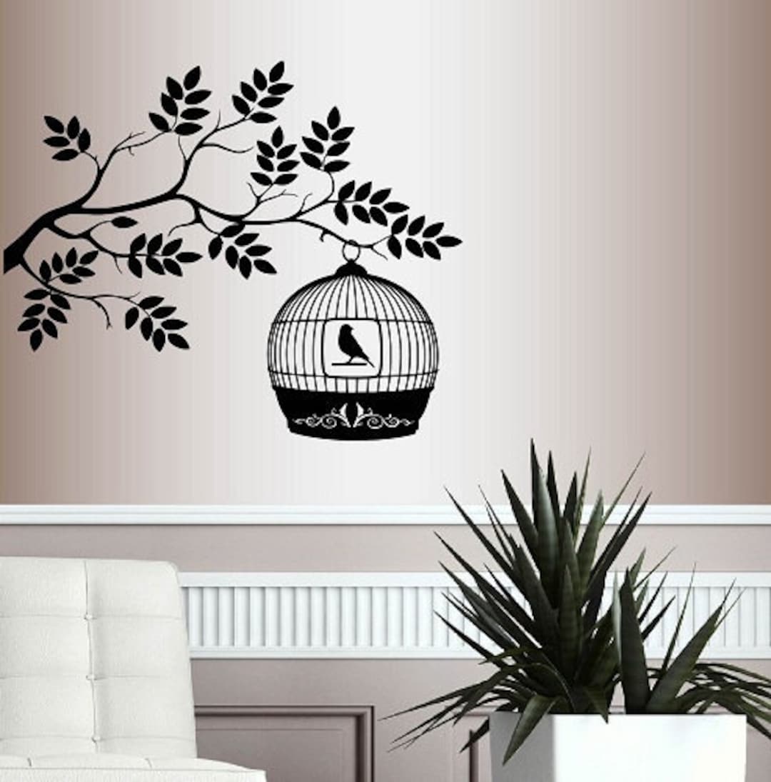 In-style Decals Wall Vinyl Decal Home Decor Art Sticker Cute Bird Cage ...