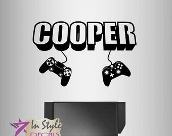 In-Style Decals Wall Vinyl Decal Home Decor Art Sticker 3D Personalized Name Boy Girl Gamer Controller Computer Video Game Room Design 2510