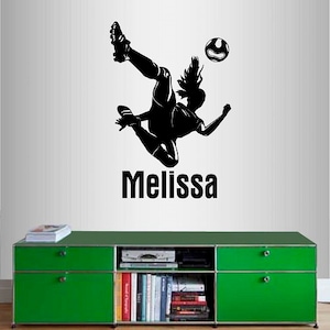 In-Style Decals Wall Vinyl Decal Home Decor Art Sticker Custom Name Girl Woman Player Soccer Sports Girls Room Removable Mural Design 2438