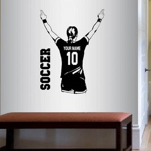 In-Style Decals Wall Vinyl Decal Home Decor Art Sticker Soccer Custom Name Girl Woman Player Sportsman Sports Removable Mural Design 1340