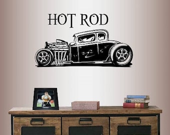 Ford Model A Coupe Rat Rod Vintage Vinyl Sticker Wall Art Boys Room Garage 