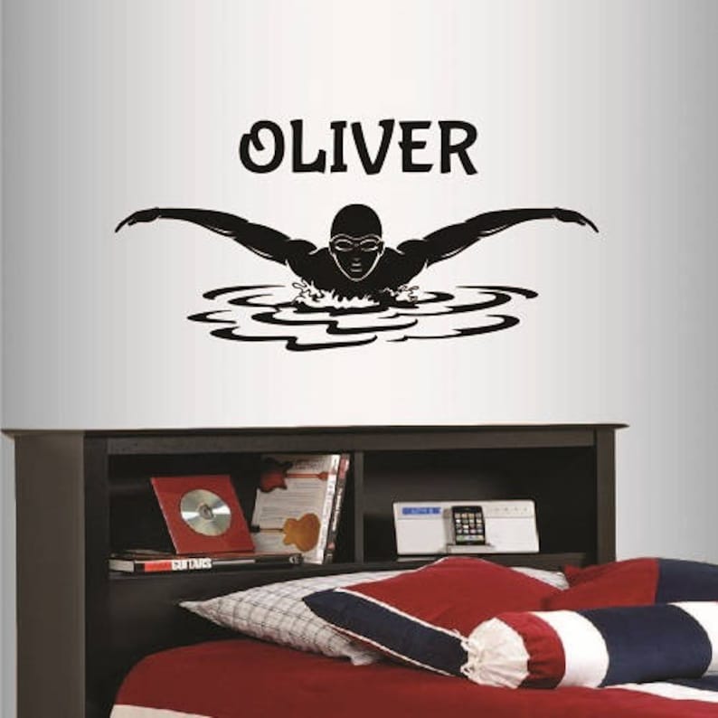 Wall Vinyl Decal Decor Sticker Swimming Man Swimmer Swim Water Etsy