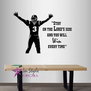 In-Style Decals Wall Vinyl Decal Home Decor Art Sticker Football Player Stay on Lord&#39;s Side and You Will Win Quote Sports Boys Design 1615