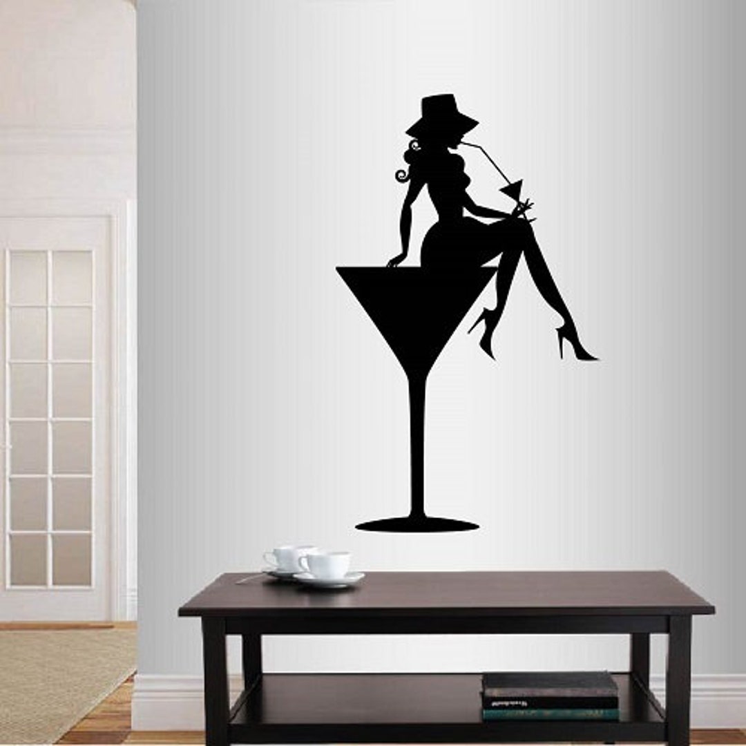 In-style Decals Wall Vinyl Decal Home Decor Art Sticker Girl in Martini ...