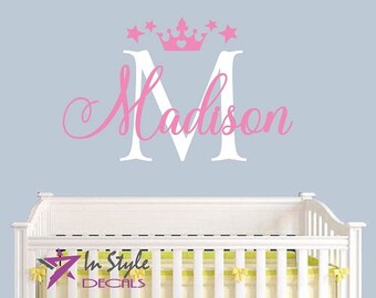 In-Style Decals Wall Vinyl Decal Home Decor Art Sticker Custom Name Initial Girl Kids Baby Nursery Play Room Removable Mural Design 2577