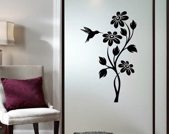 In-Style Decals Wall Vinyl Decal Home Decor Art Sticker Flowers and Humming Bird Removable Stylish Mural Unique Design for Any Room 37