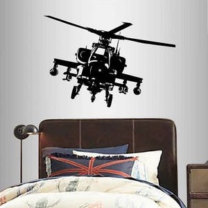 In-Style Decals Wall Vinyl Decal Home Decor Art Sticker Apache Military Helicopter Army Boys Room Removable Stylish Mural Design 156