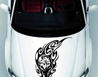 Naklejki w stylu pojazdu Auto Car Decor Vinyl Decal Art Sticker Walking Wolf Animal Tribal Flames Removable Stylish Design for Hood 1240