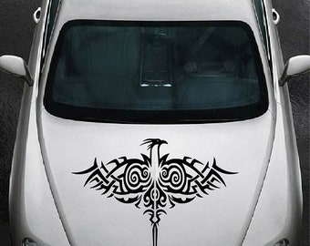 Naklejki w stylu pojazdu Auto Car Decor Vinyl Decal Art Sticker Phoenix Bird Tribal Ornaments Symbol Zdejmowany Stylowy Design na Maskę 1227