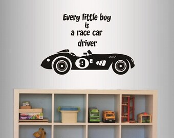 In-Style Decals Wall Vinyl Decal Decor Art Sticker Every Little Boy Race Car Driver Quote Retro Sports Racing Car Kids Nursery Design 549