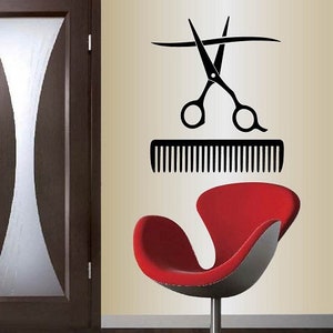 In-Style Decals Wall Vinyl Decal Home Decor Art Sticker  Hair Dresser Tools Scissors Comb  Beauty Hair Salon Logo Removable Mural Design 215