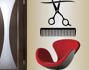 thumbnail image 2 of Geckoo Hair Salon Wall Decal – 'LOVE' With Scissors, Vinyl Sticker For Shop Window 2 of 5