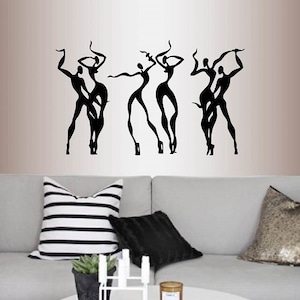 In-Style Decals Wall Vinyl Decal Home Decor Art Sticker Dancing African Girl Women and Man Ethnic African Style Room Removable Design 1951